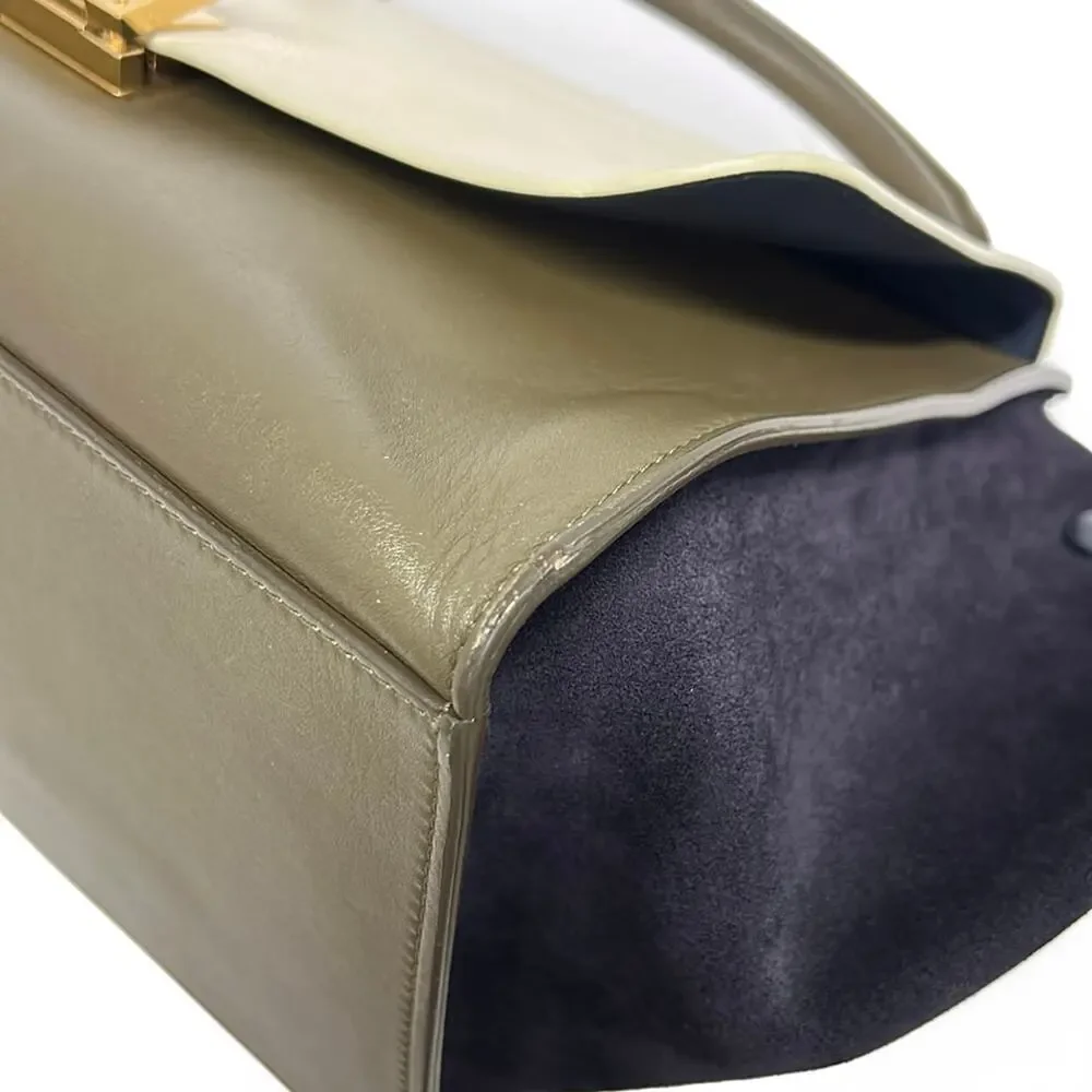 Celine Trapeze Medium Handbag Cream Khaki Gray Dark Navy Leather Suede